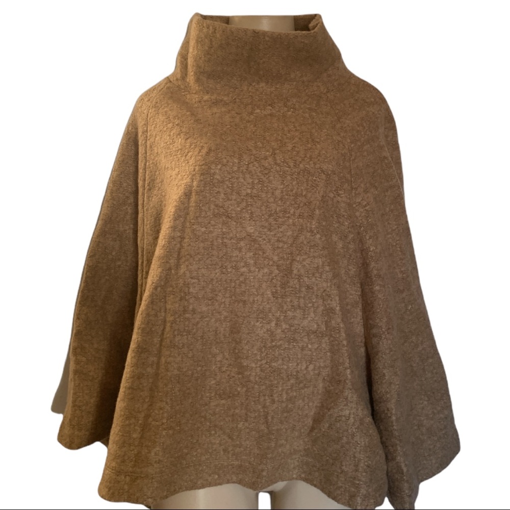 NOUL Wool Blend Sweater Poncho Cape Jacket with Arms Dark Academia